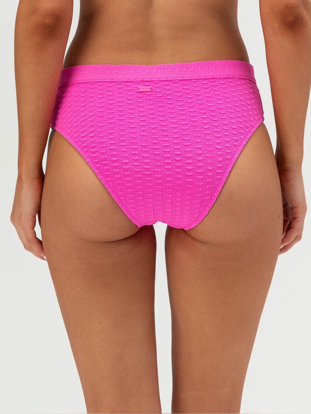Roxy Hot Pink Textured High-Waist Bikini Bottom